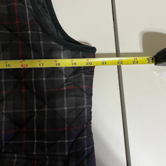 British Khaki Black Plaid Cabincore Vest with Faux Fur Collar–Women’s Size Large - Picture 6 of 7